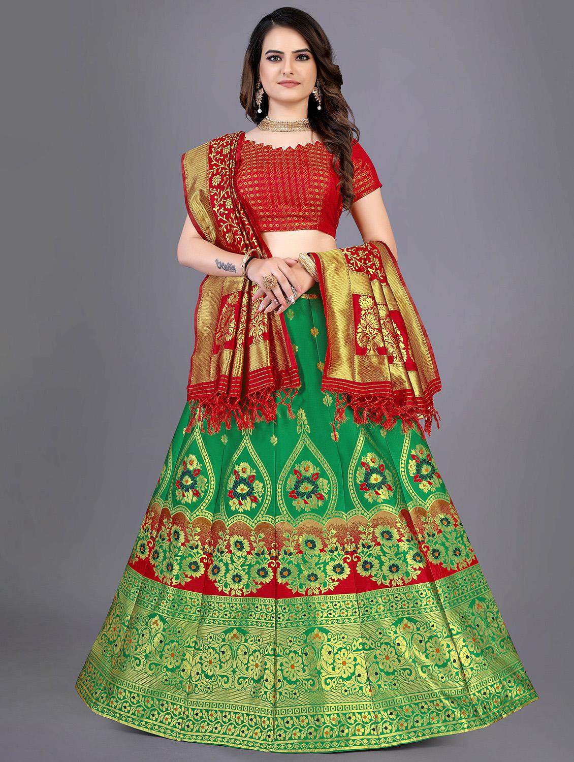 self design panelled lehenga choli set with dupatta - 20214722 - Zoom Image - 0