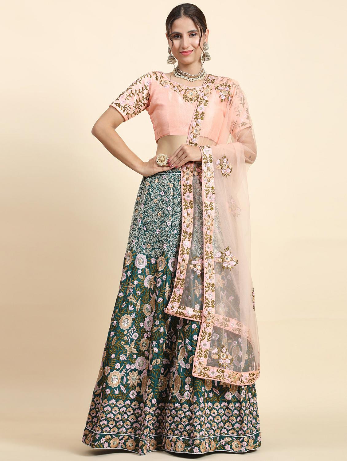 embroidered panelled lehenga choli set with dupatta - 20214765 - Zoom Image - 0