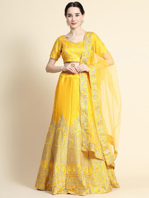 embroidered panelled lehenga choli set with dupatta - 20214784 - Standard Image - 0