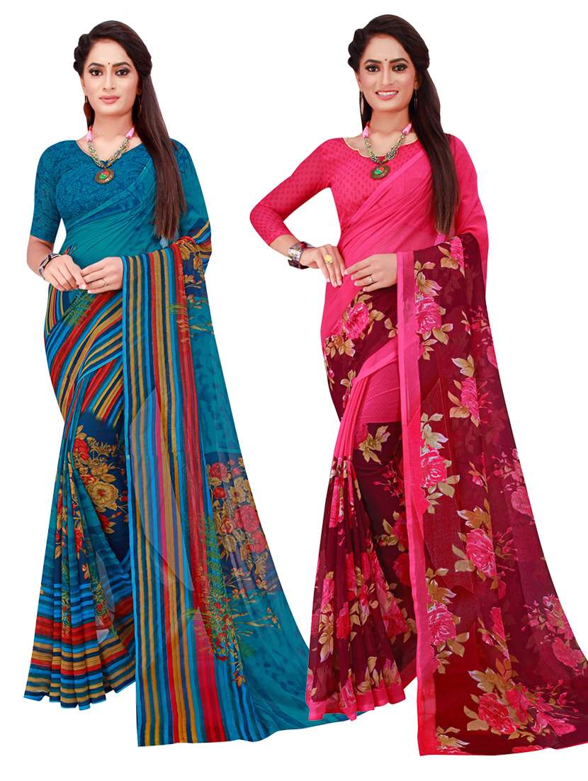 women's saree combo with blouse - 20216244 - Zoom Image - 0