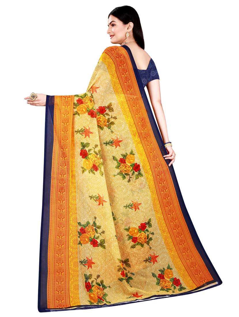 women's printed multi colored saree with blouse - 20216598 -  Standard Image - 3