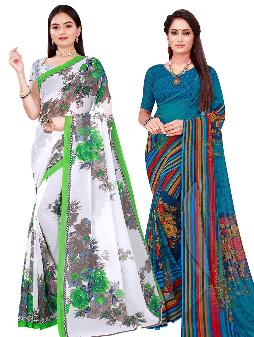 women's printed multi colored saree with blouse - 20217348 - Zoom Image - 0