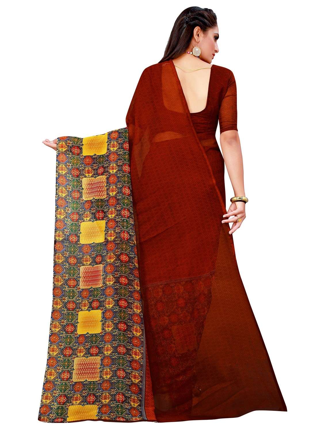 pack of 2 printed georgette saree with blouse - 20217557 -  Standard Image - 3