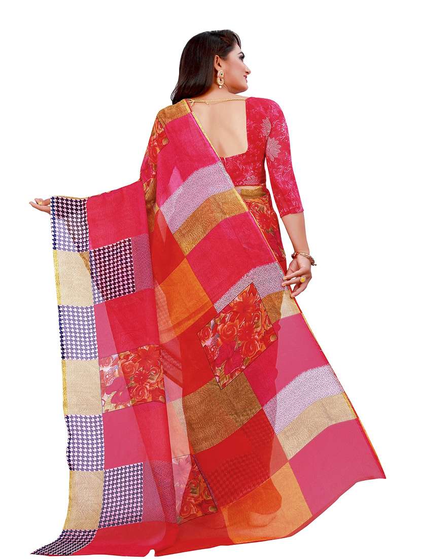 pack of 2 printed georgette saree with blouse - 20217689 -  Standard Image - 3