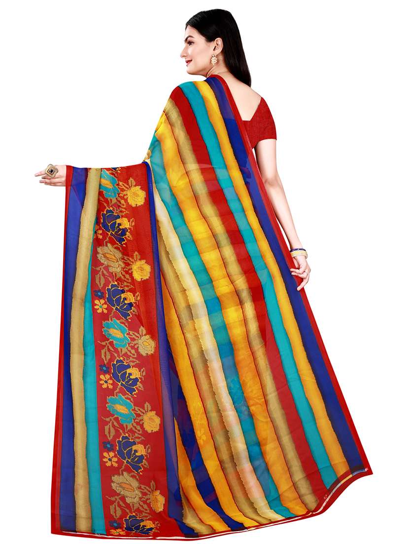 women's printed multi colored saree with blouse - 20217860 -  Standard Image - 3