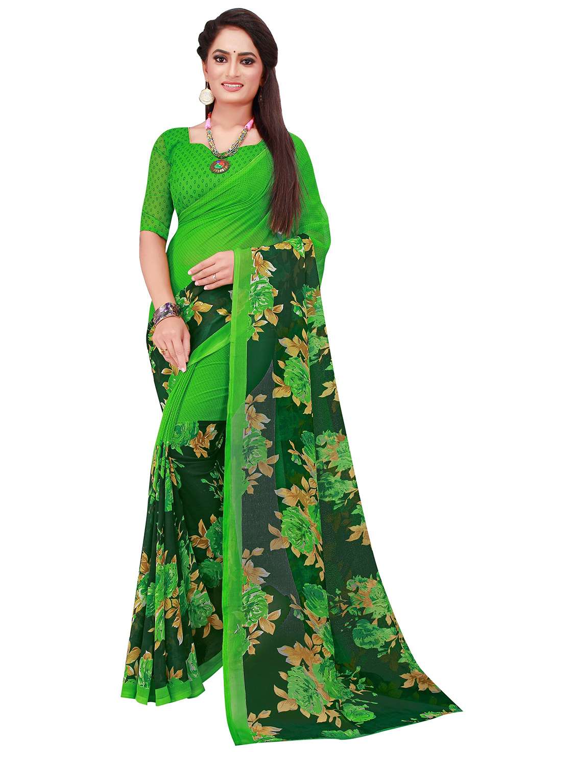 pack of 2 printed saree  with blouse - 20218461 -  Standard Image - 3