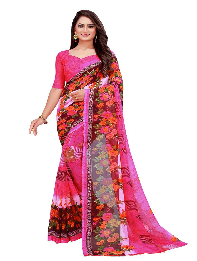 women's floral multi colored saree with blouse - 20218617 -  Standard Image - 3