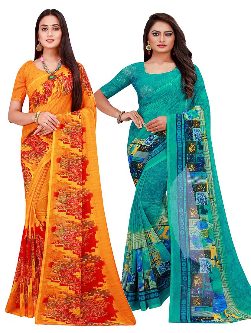 pack of 2 printed saree  - 20219217 -  Zoom Image - 0
