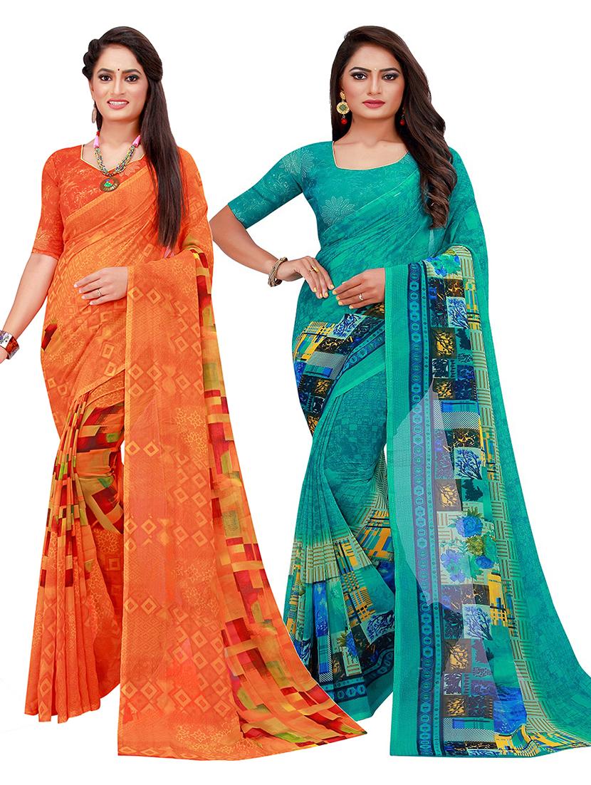 pack of 2 printed saree  - 20219238 -  Zoom Image - 0