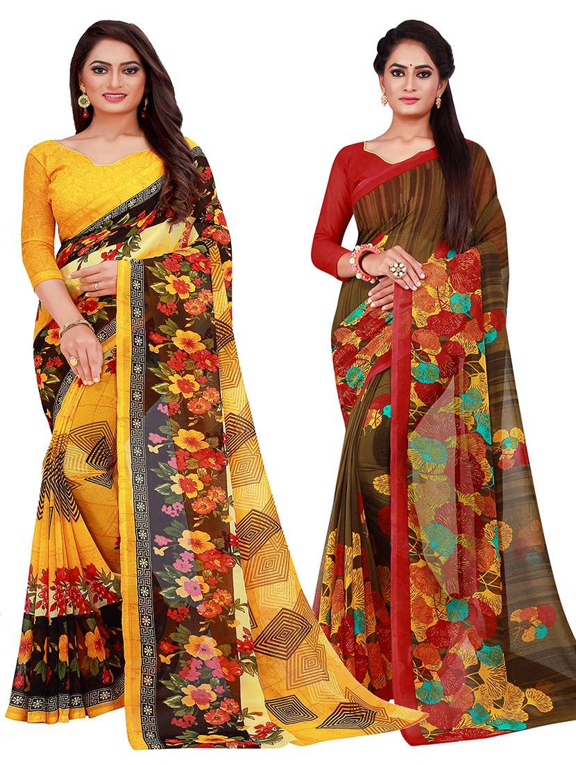 pack of 2 printed sarees - 20219247 - Zoom Image - 0