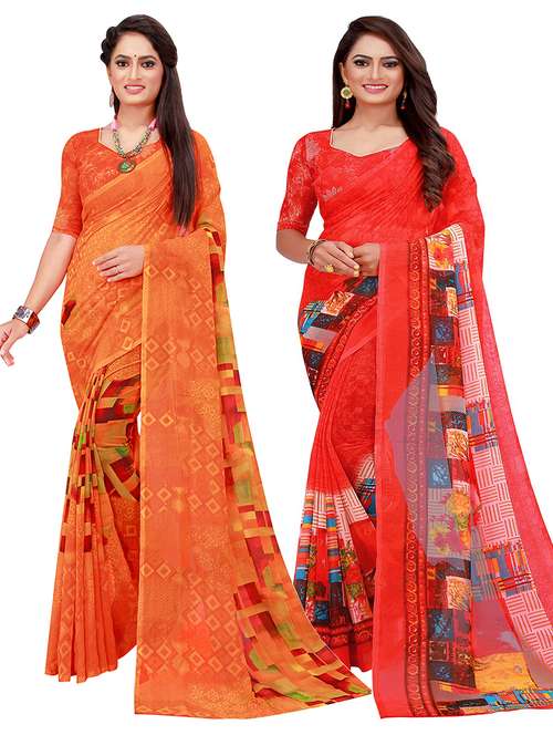 pack of 2 printed saree - 20219277 - Standard Image - 0