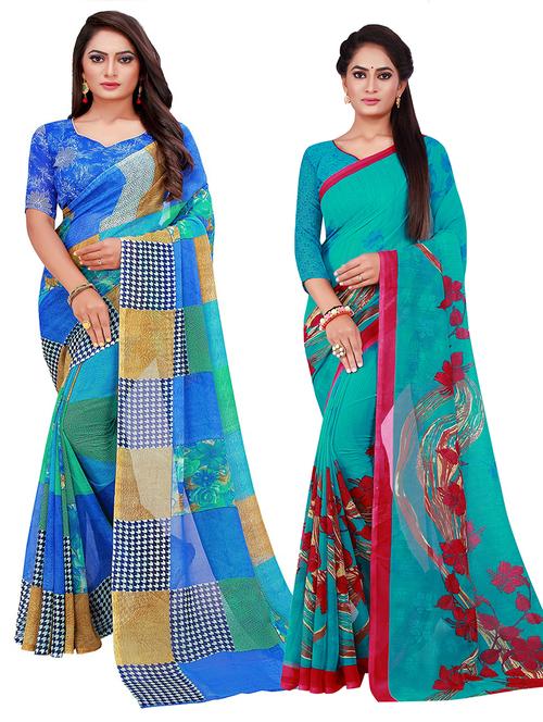 pack of 2 floral printed saree  - 20219298 -  Standard Image - 0