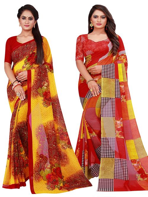 pack of 2 printed sarees  - 20219335 -  Standard Image - 0