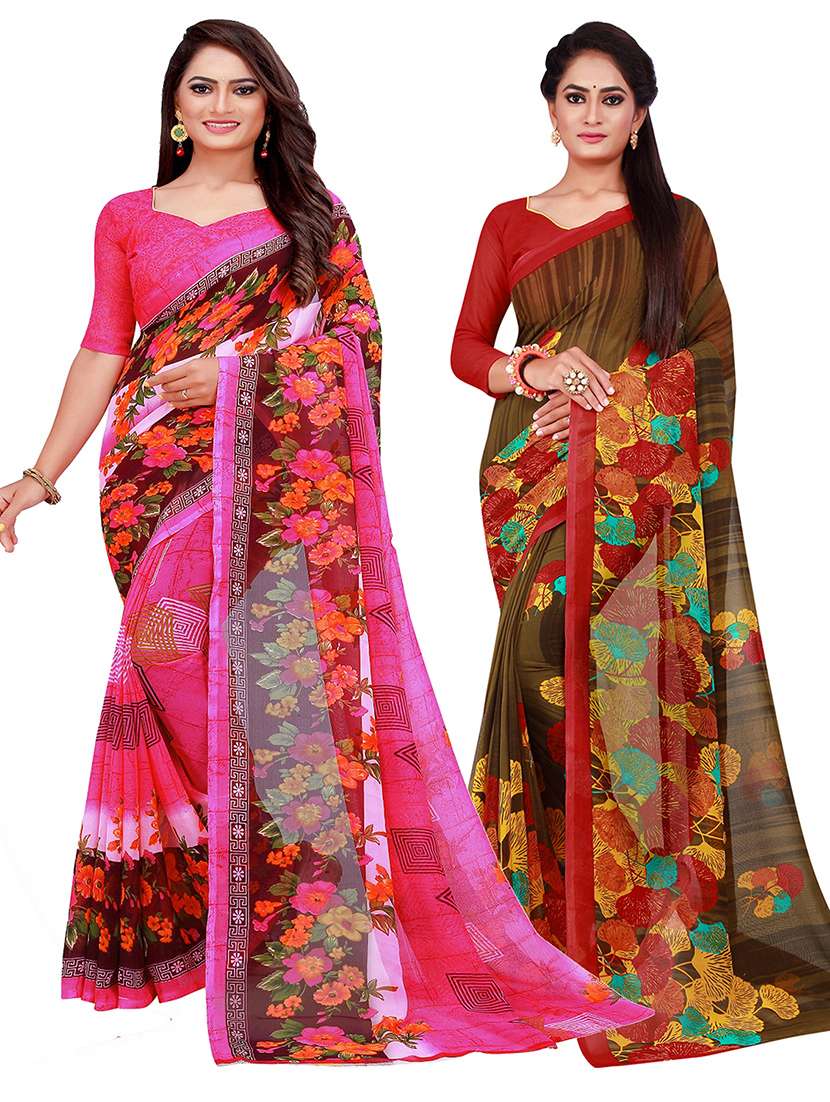 pack of 2 printed sarees  - 20219341 -  Zoom Image - 0