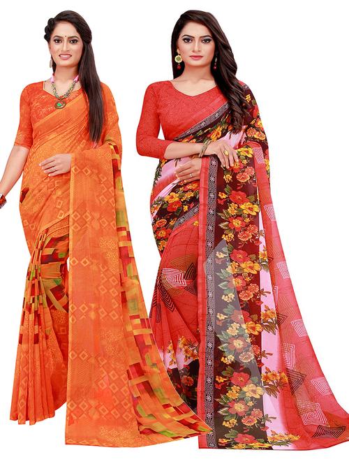 pack of 2 printed saree  - 20219348 -  Standard Image - 0