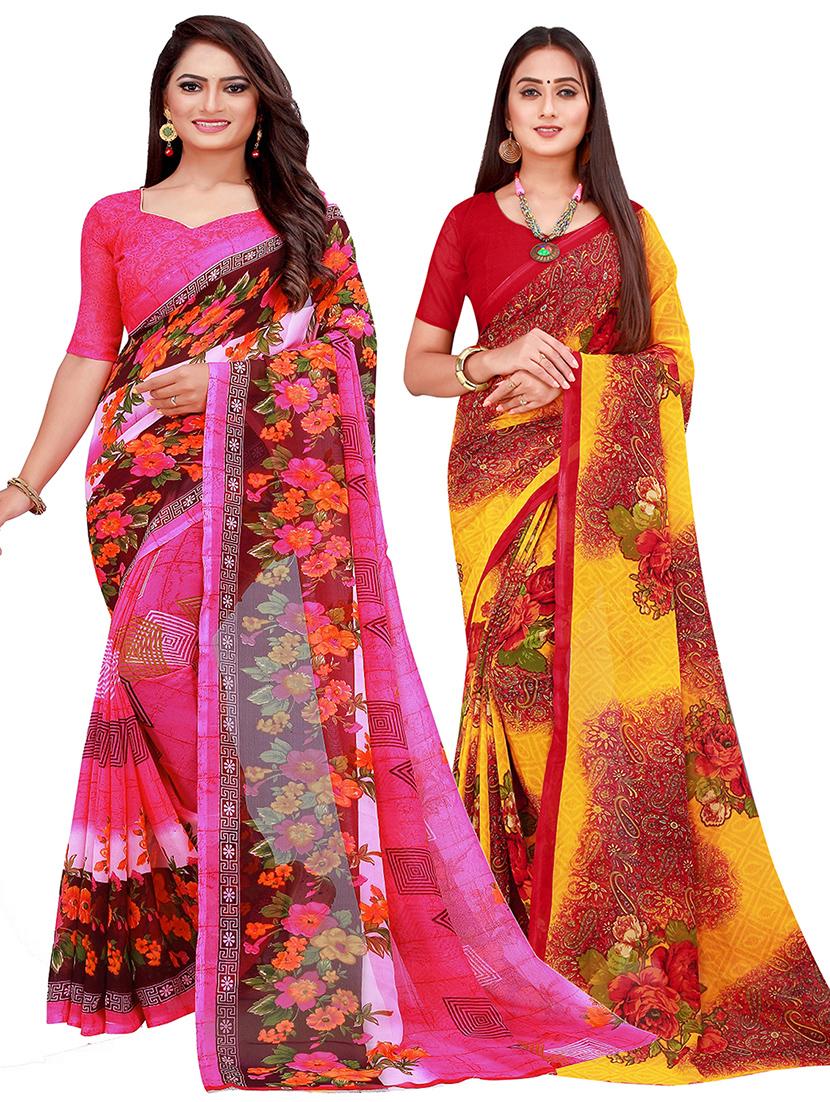 pack of 2 printed sarees  - 20219360 -  Zoom Image - 0
