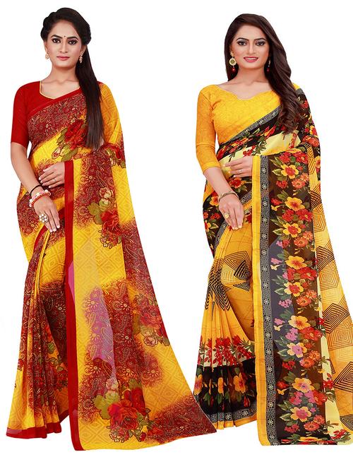 pack of 2 printed sarees - 20219363 - Standard Image - 0