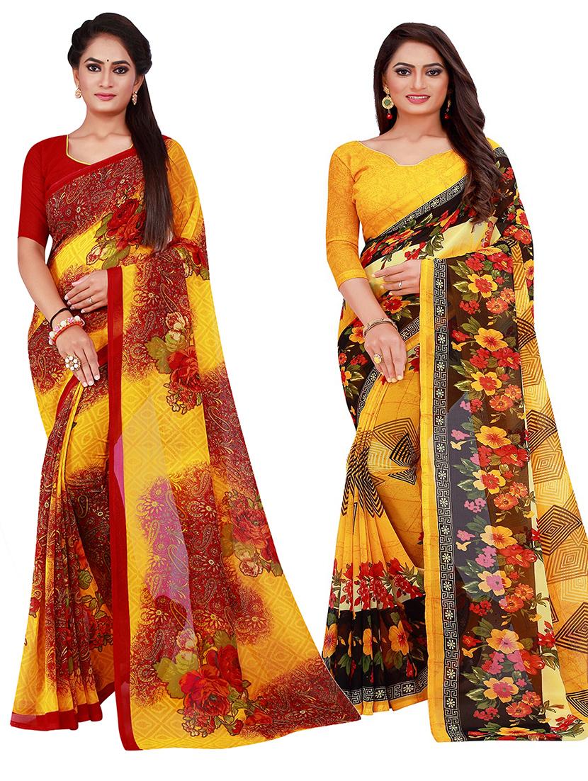 pack of 2 printed sarees - 20219363 - Zoom Image - 0