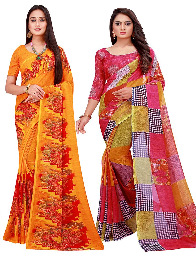 pack of 2 printed sarees  - 20219860 -  Zoom Image - 0