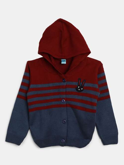 boys blue hooded neck sweaters - 20220834 -  Standard Image - 0