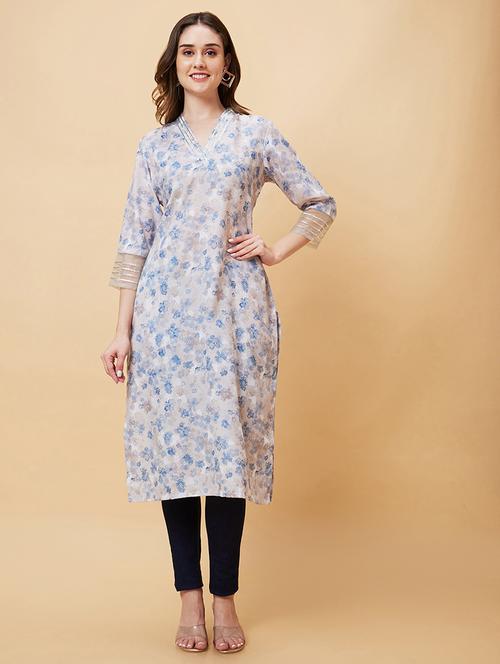multicolored floral printed straight kurta - 20221131 - Standard Image - 0