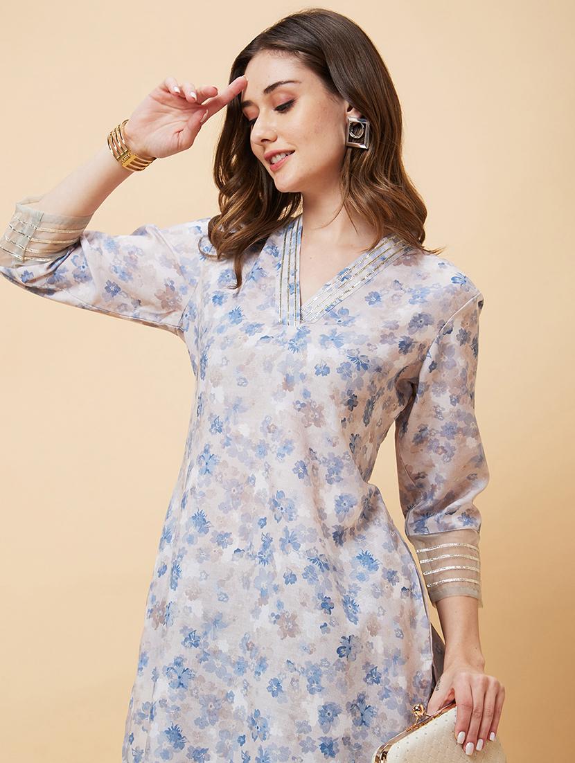 multicolored floral printed straight kurta - 20221131 - Standard Image - 3
