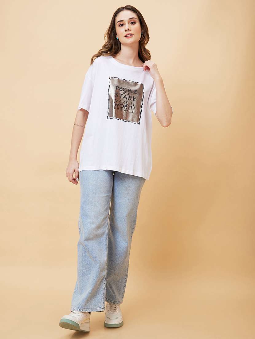 white typography regular t-shirt - 20221156 -  Standard Image - 5