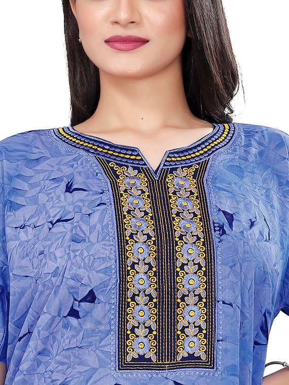 women neck embroidered printed nighty - 20223151 -  Standard Image - 3
