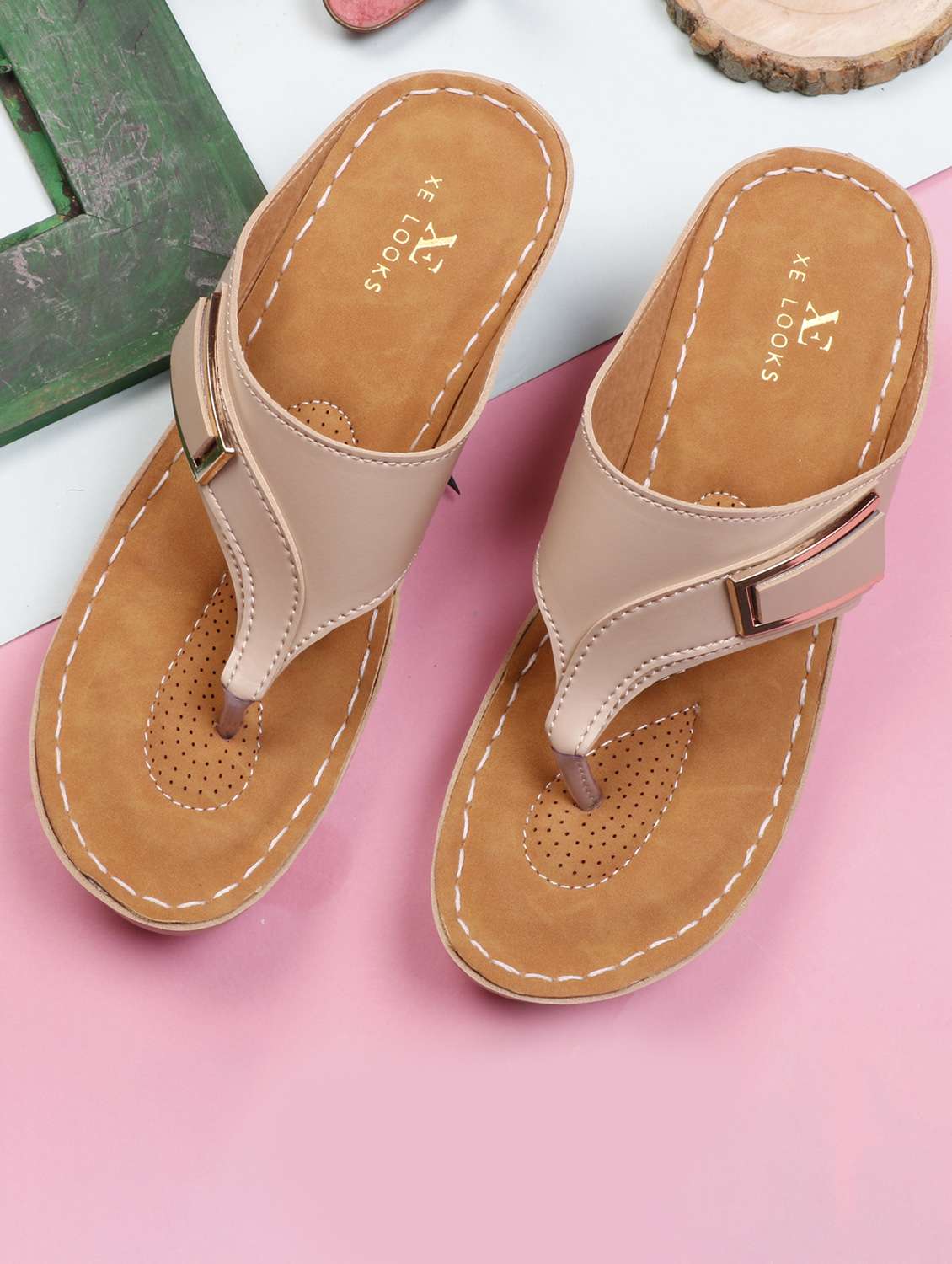 Buy online Women's Beige T-strap Wedge from heels for Women by Xe Looks for  ₹699 at 60% off | 2024 Limeroad.com