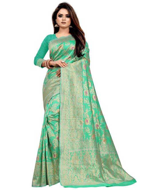jacquard work kanjivaram saree with blouse - 20223455 - Standard Image - 0