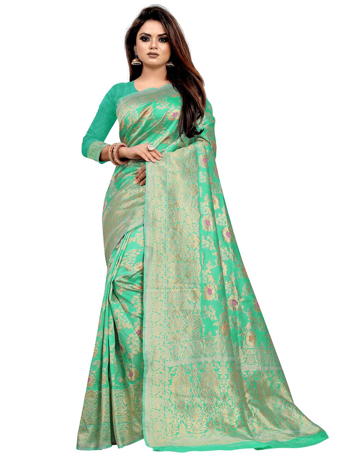 jacquard work kanjivaram saree with blouse - 20223455 - Zoom Image - 0