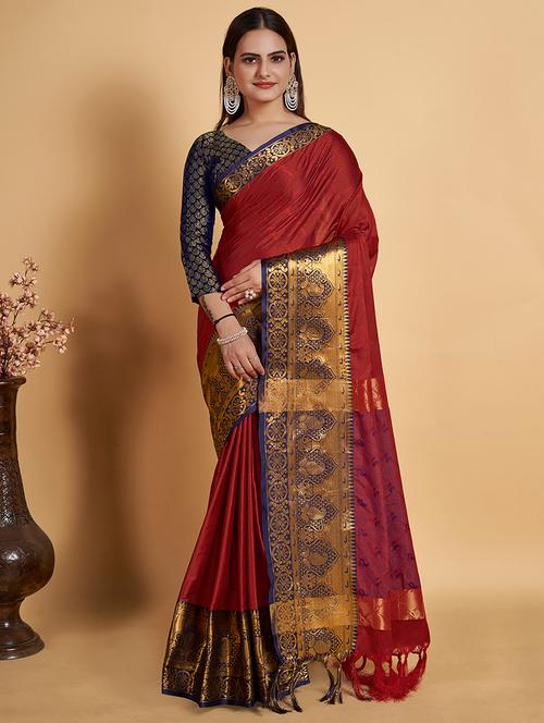 jacquard work kanjivaram saree - 20223536 - Standard Image - 0