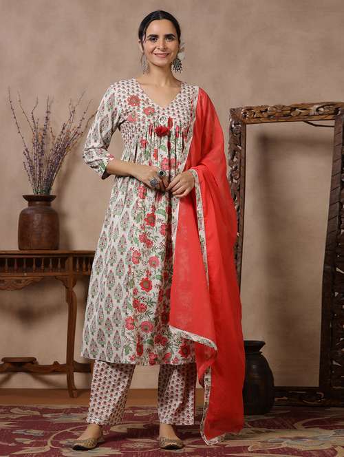 floral printed kurta pant set with dupatta - 20223753 -  Standard Image - 0