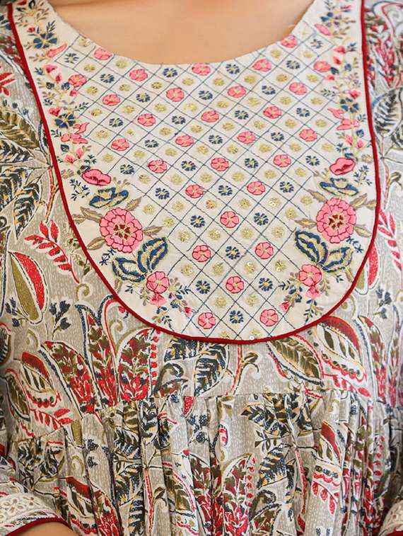 women cream kurta palazzo set with dupatta - 20223816 - Standard Image - 3