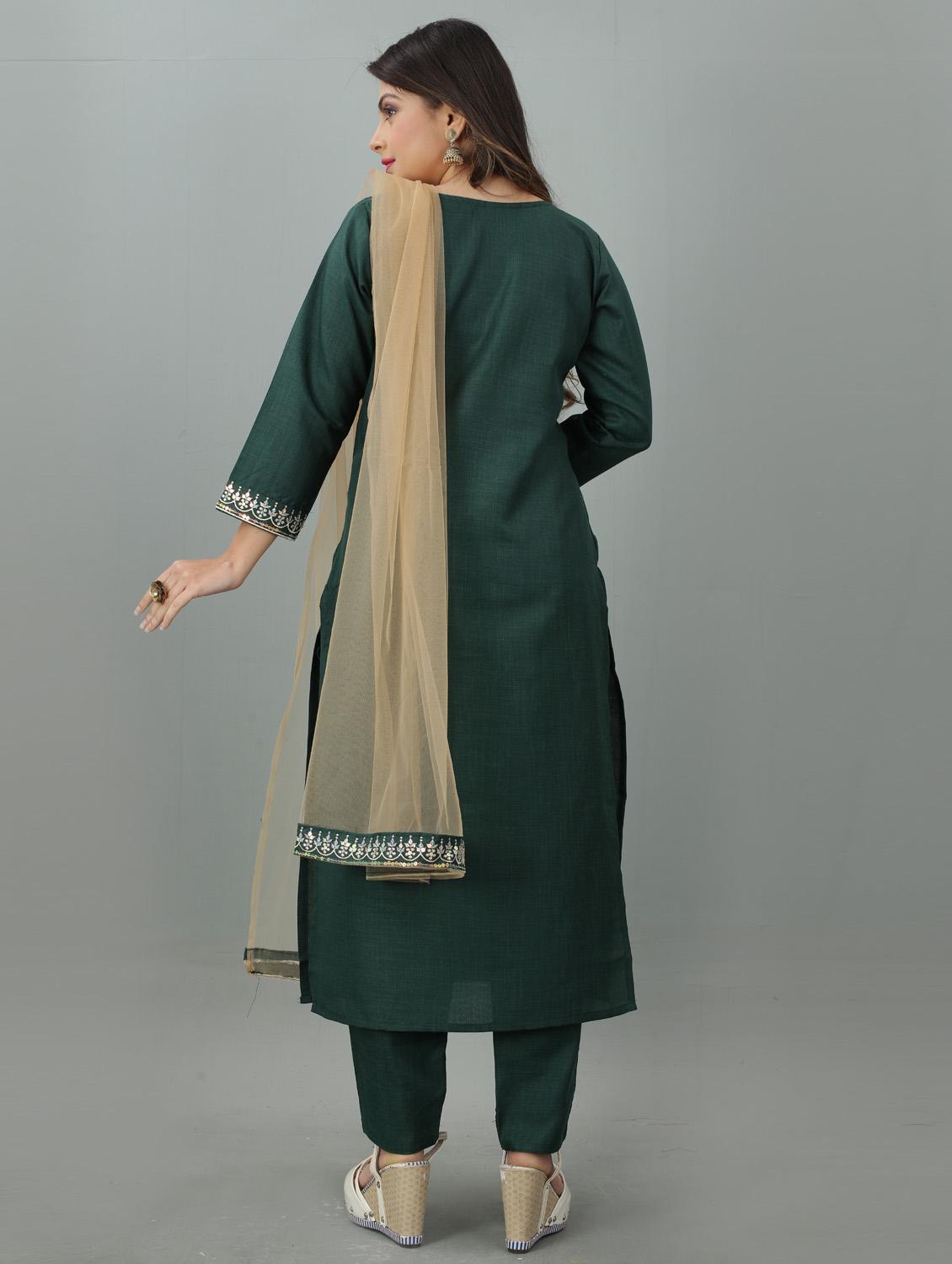 embroidered kurta pant set with dupatta - 20223897 - Standard Image - 3