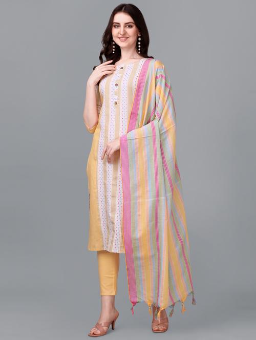 women yellow kurta pant set with dupatta - 20223932 - Standard Image - 0