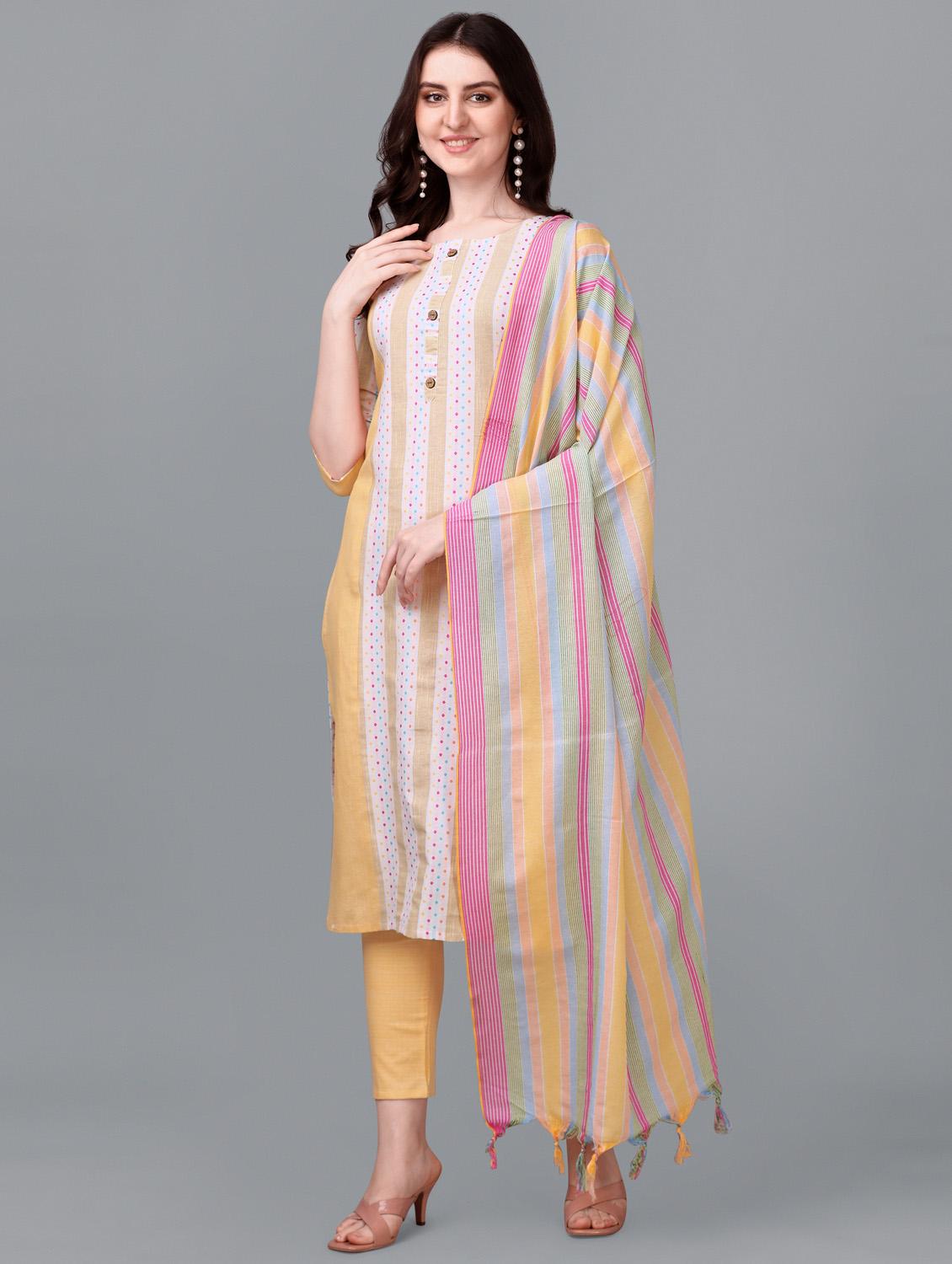 women yellow kurta pant set with dupatta - 20223932 - Zoom Image - 0