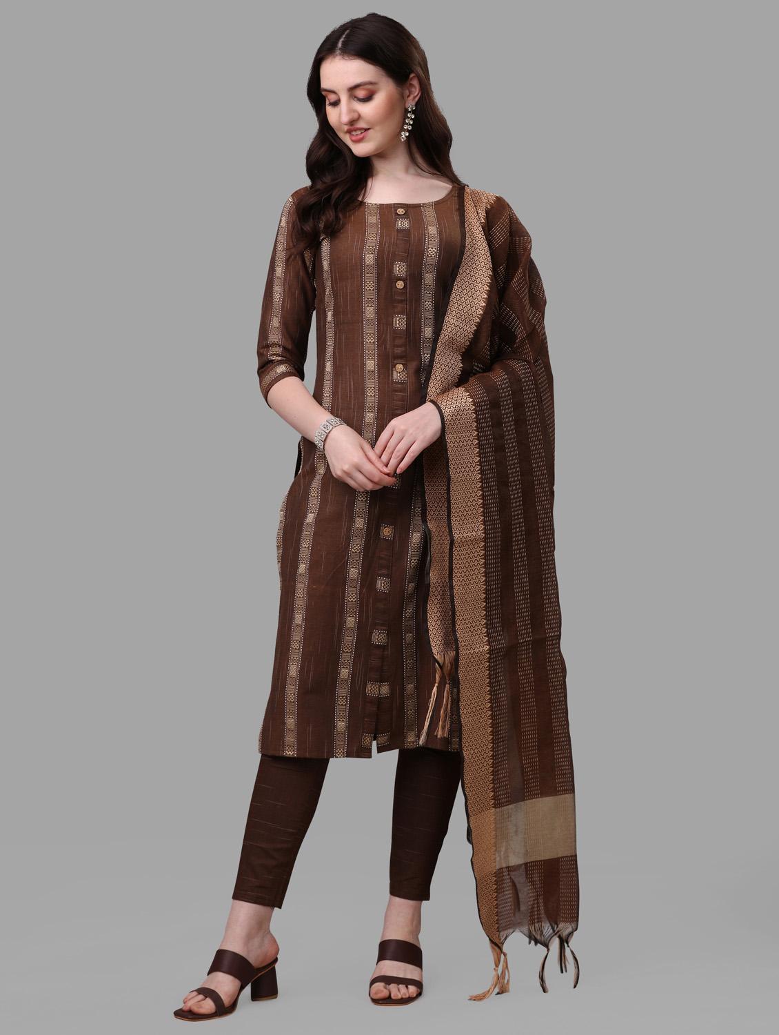 women brown kurta pant set with dupatta - 20223939 - Zoom Image - 0