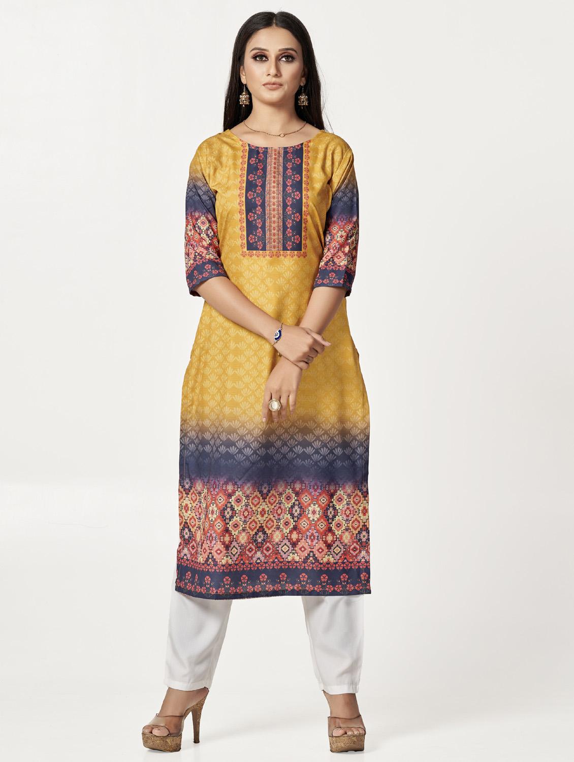 yellow colored kurta pant set - 20224227 - Zoom Image - 0