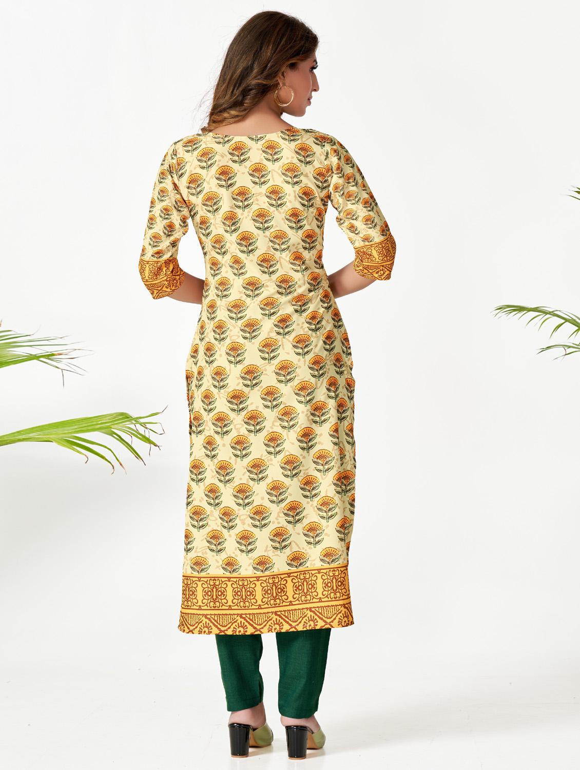 cream colored kurta pant set - 20224230 - Standard Image - 3