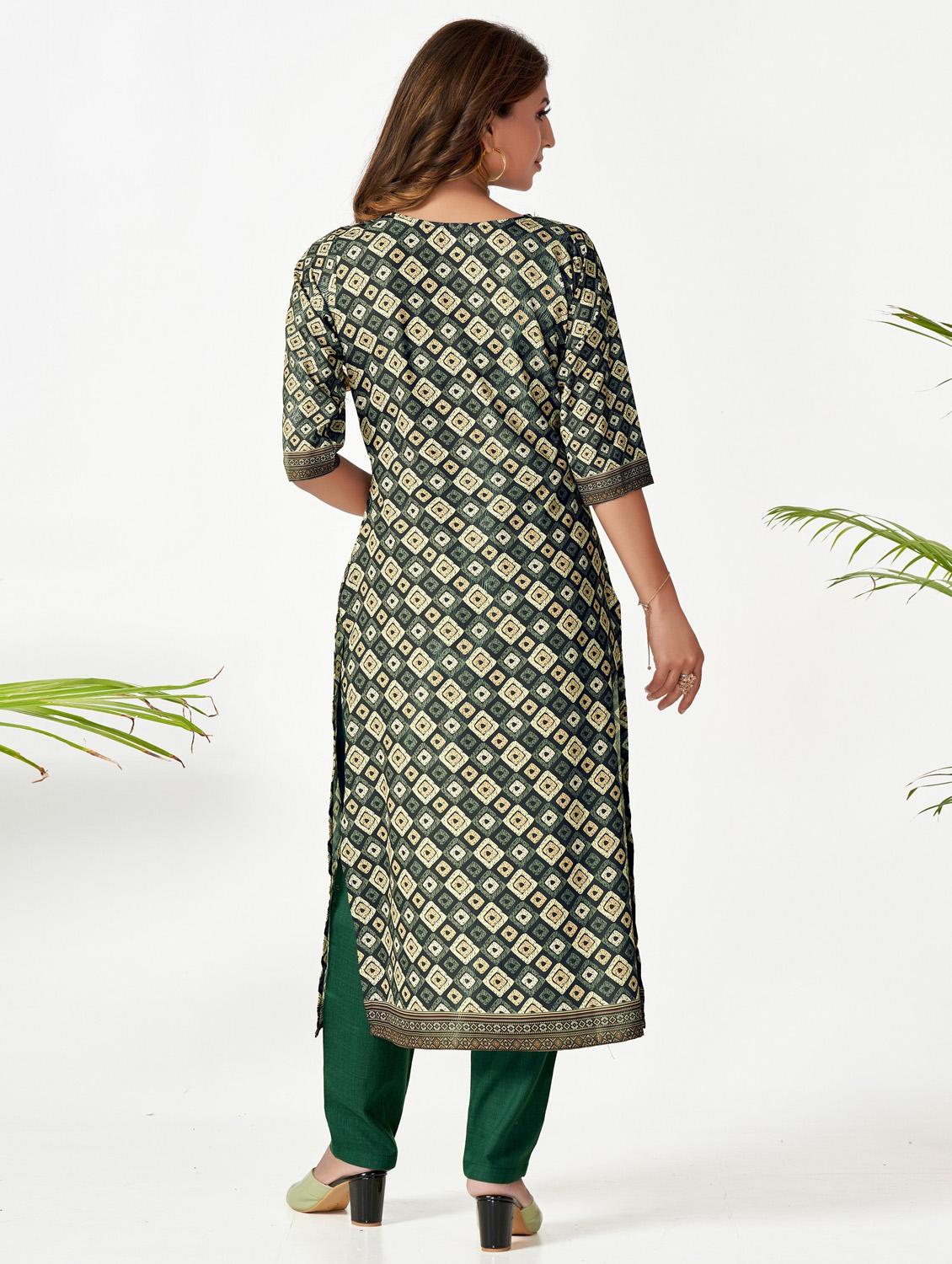 green printed kurta pant set - 20224241 - Standard Image - 3