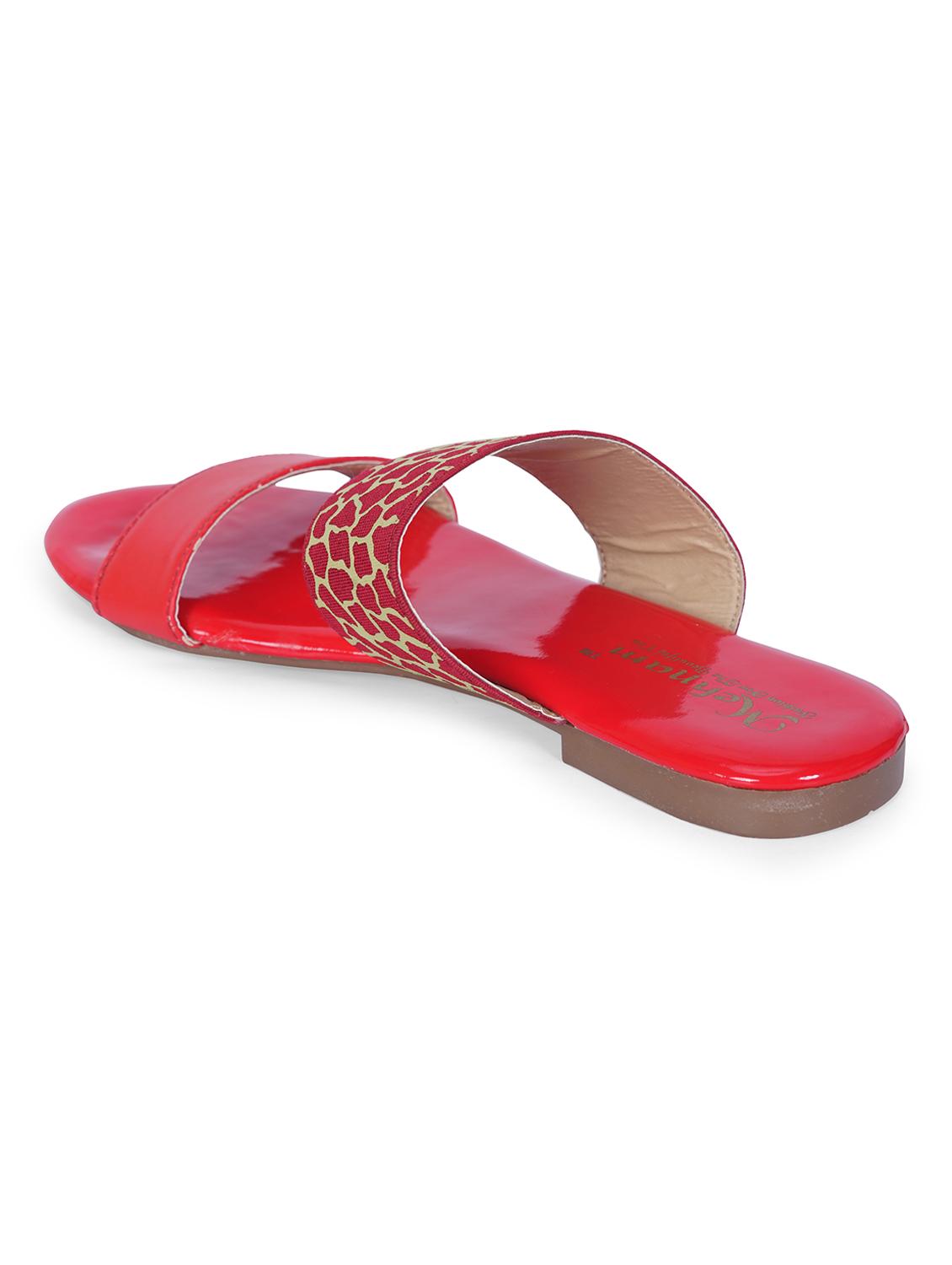 red synthetic flat forms sandals - 20225162 - Standard Image - 3