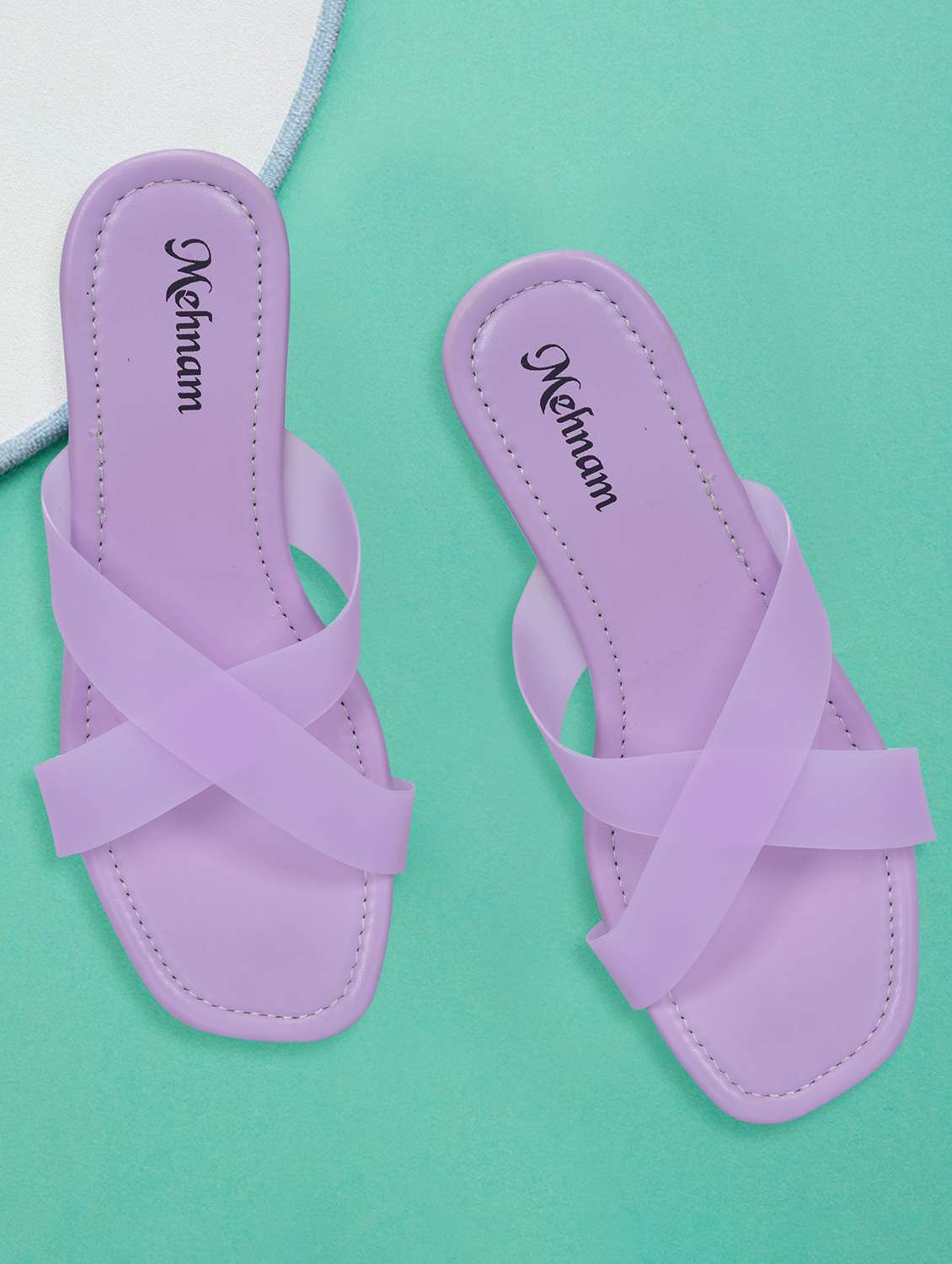 purple synthetic flat forms sandals - 20225163 - Zoom Image - 0