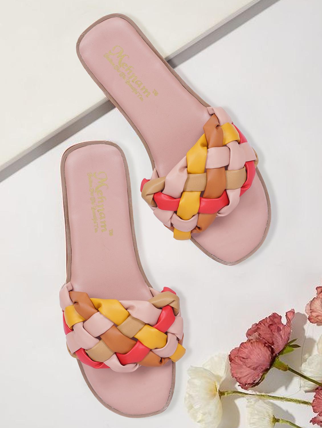pink synthetic flat forms sandals - 20225178 -  Zoom Image - 0