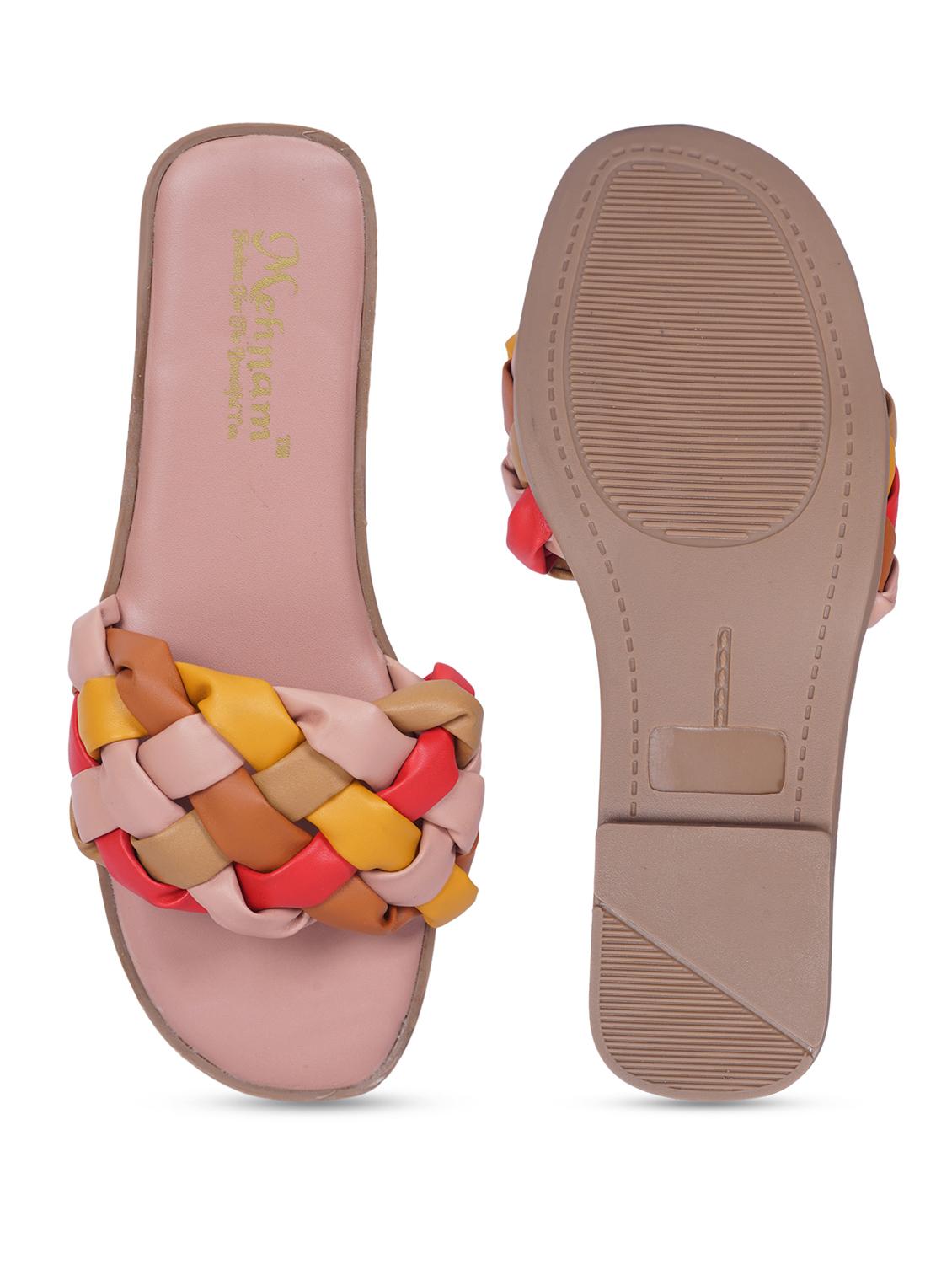 pink synthetic flat forms sandals - 20225178 - Standard Image - 3