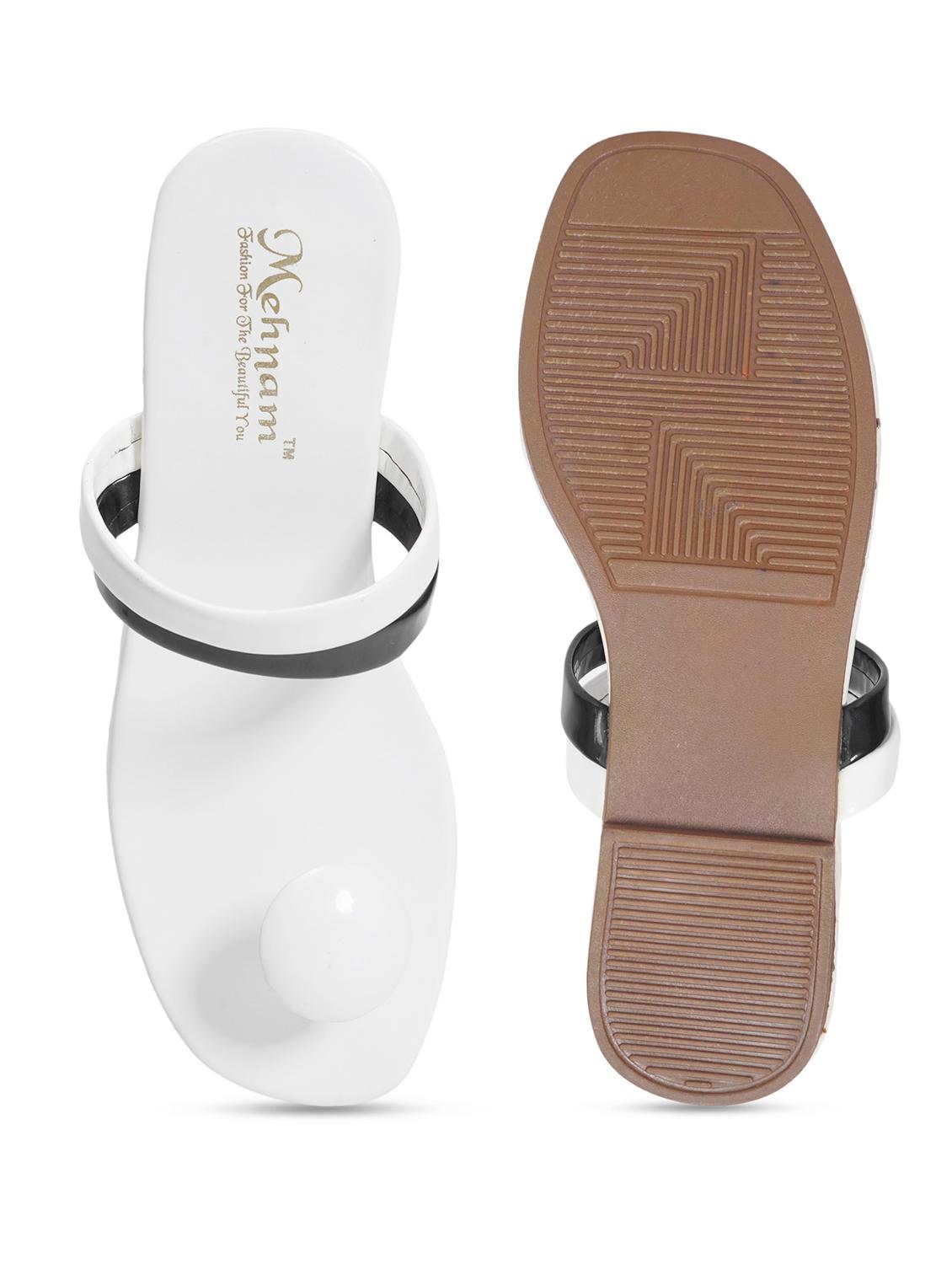 white synthetic flat forms sandals - 20225179 -  Standard Image - 3