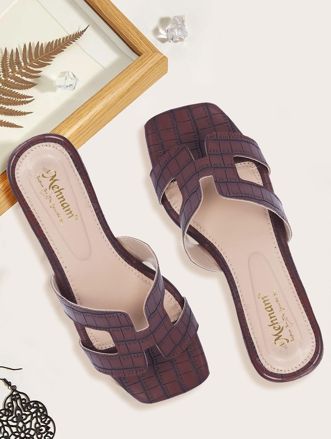 vriddhi casual snake printed flat brown sandals for womens - 20225185 -  Zoom Image - 0