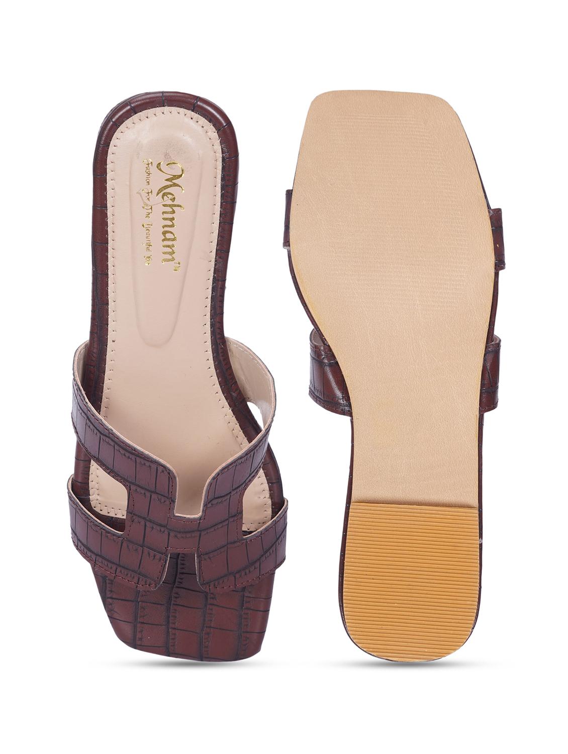 vriddhi casual snake printed flat brown sandals for womens - 20225185 - Standard Image - 3