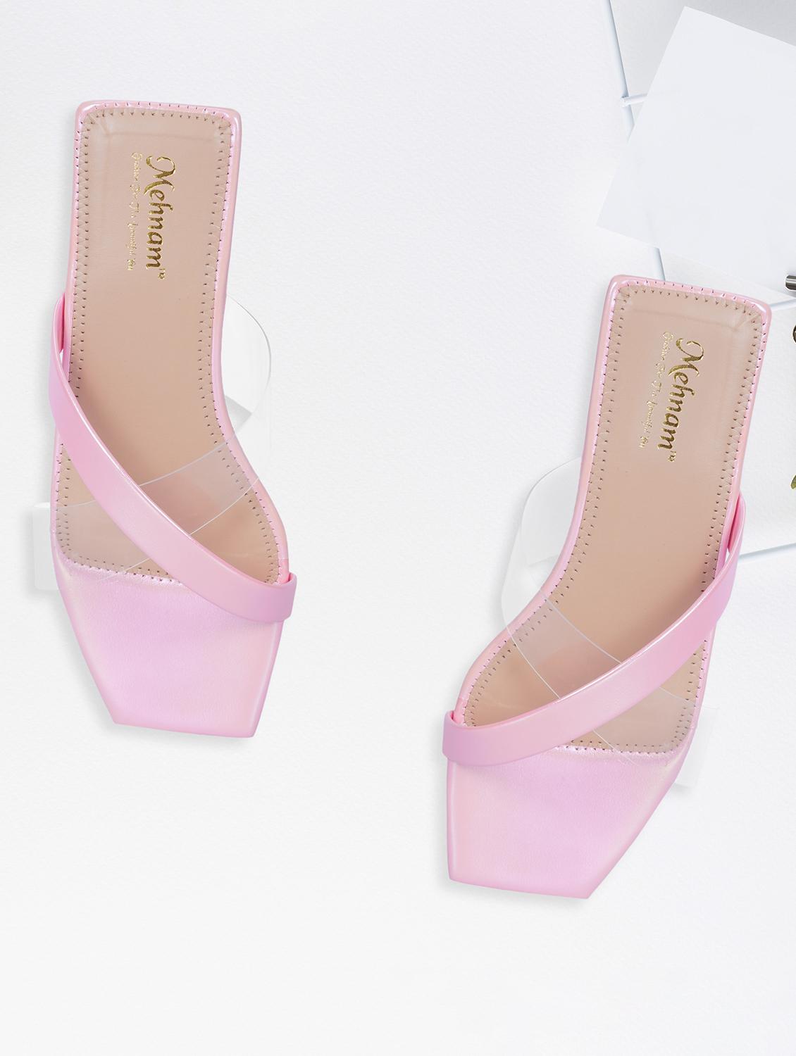 vriddhi casual transparent cross flat pink sandals for womens - 20225186 -  Zoom Image - 0