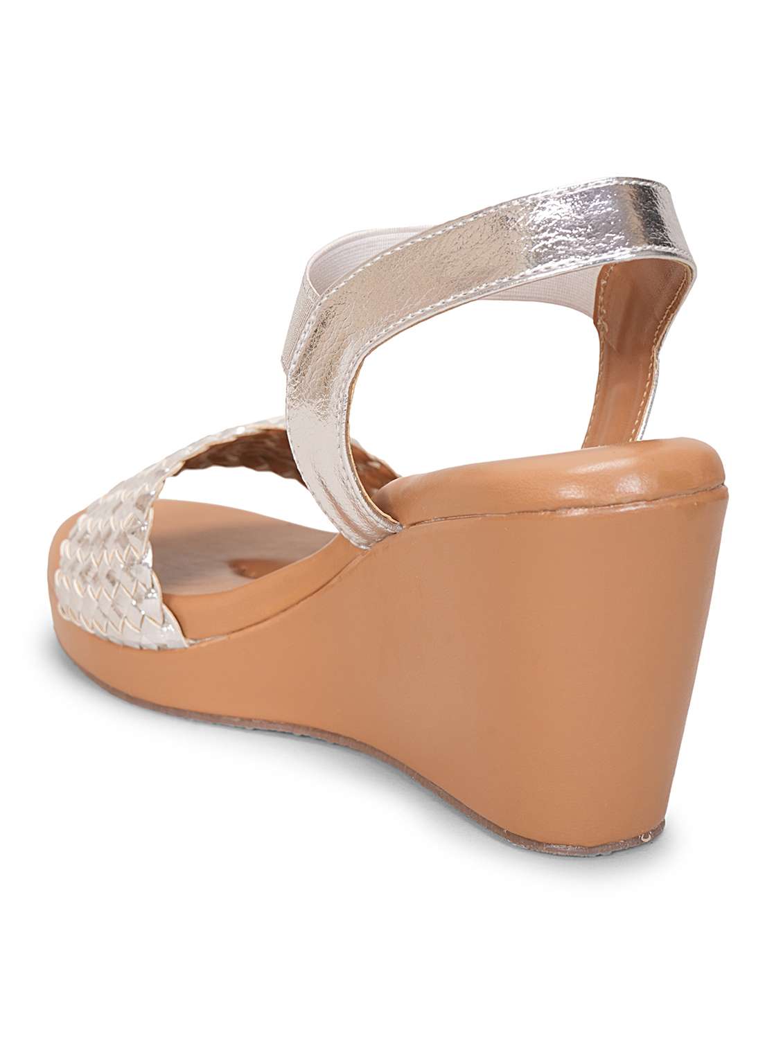 women silver textured strap heel sandal - 20225217 -  Standard Image - 3